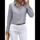 thumbnail image 2 of Camisas con Botones para Mujer, Blusas de Larga, Blusas Casuales Lisas para Oficina y Trabajo Gris XL, 2 of 7