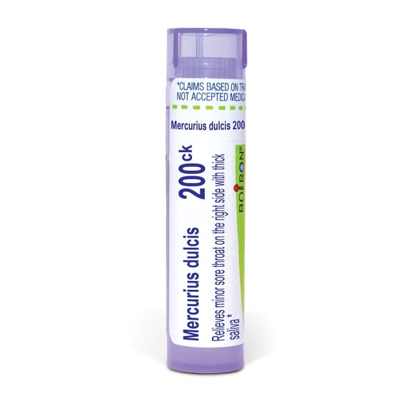 Boiron Mercurius Dulcis 200CK, Homeopathic Medicine for Minor Sore Throat On The Right Side With Thick Saliva, 80 Pellets