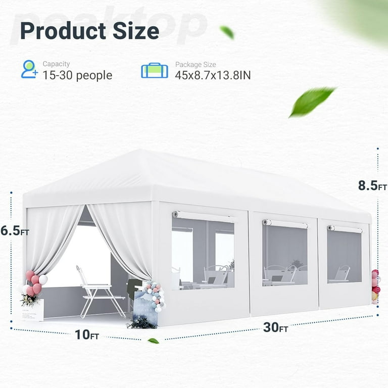 Peaktop Outdoor Heavy Duty 10'x30' Wedding Party Tent with
