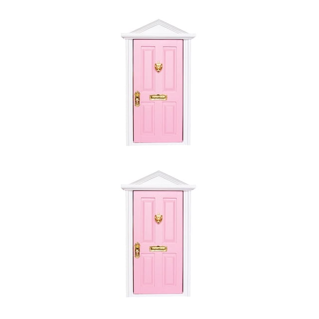 sweethay 1 Juego de minipuertas de casa útiles, minipuertas de pequeñas, modelos de muebles realistas para escena DIY, muñecas, muebles para Rosa 2Conjunto
