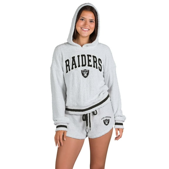 Women's Concepts Sport  Gray Las Vegas Raiders Whitley Long Sleeve Hoodie Top & Shorts Set