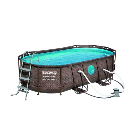Series 210 Oval Wash (Bestway Power Steel Swim Vista Series 14’ x 8’2” x 39.5” Oval Frame Above Ground Swimming Pool with Pump, Ladder and)