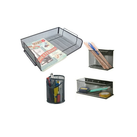 Pro Space 4 Piece Desk Organizer Set Includes File Tray Pencil