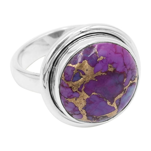 Turquoise Ring Sterling Silver Ring Purple Copper Turquoise Ring Handmade Ring Statement Ring For Women's