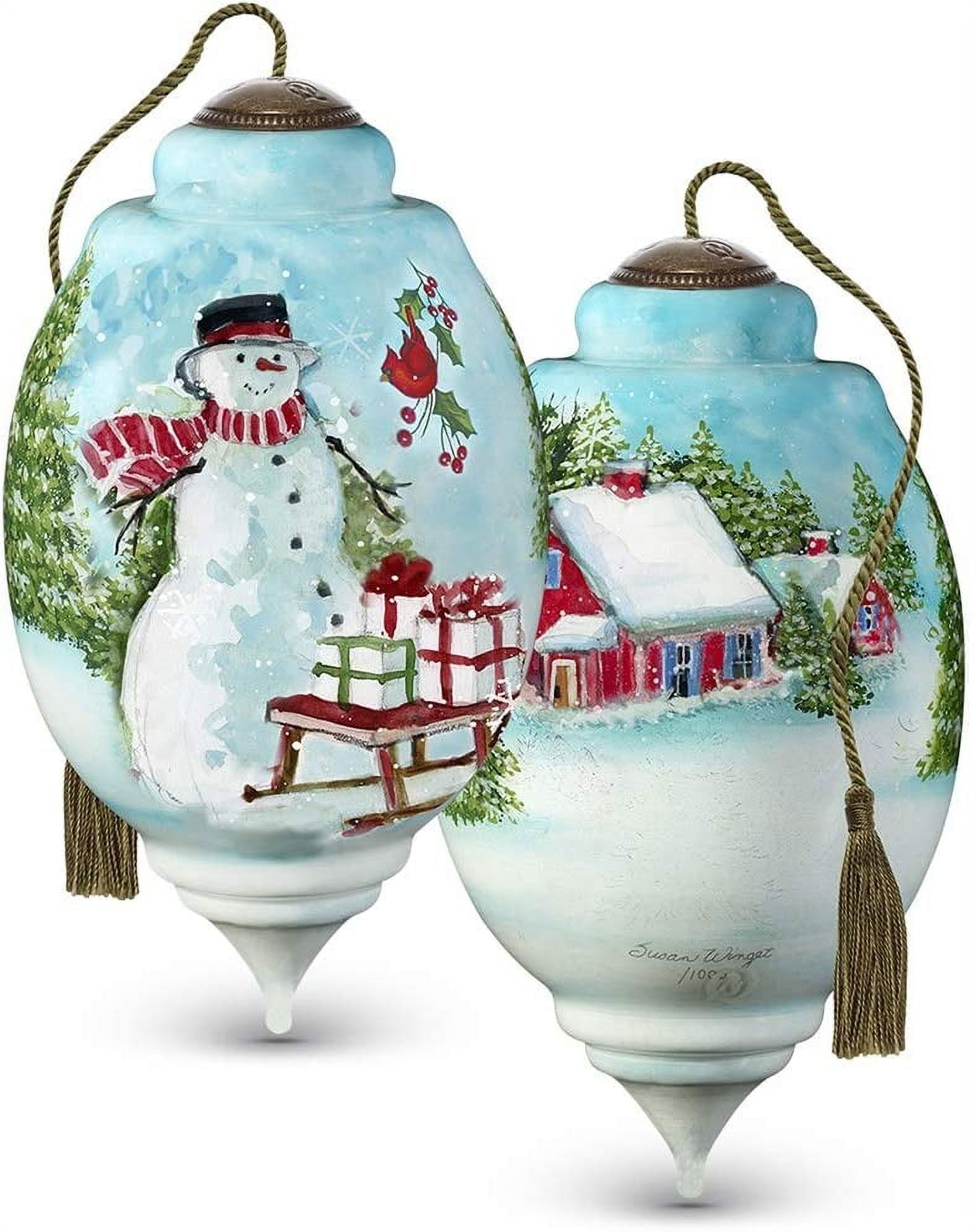 Ne'Qwa Limited Edition Wintery House and Snowman in Woods Ornament #7201103 - image 3 of 5