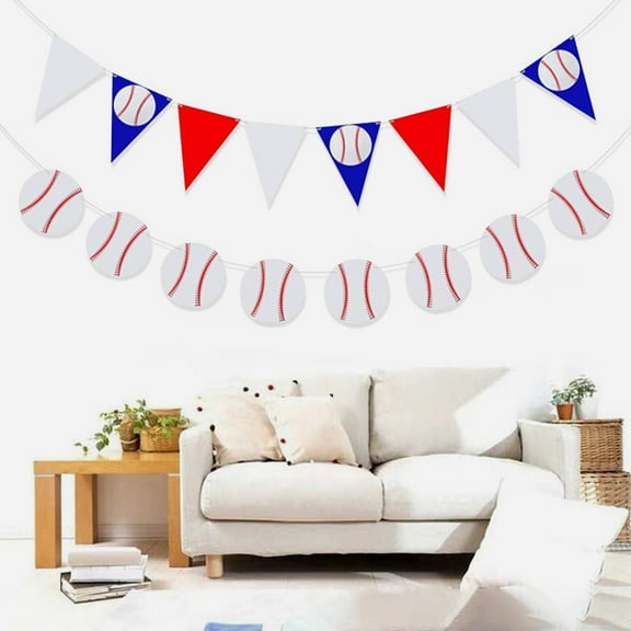 MEIBUTYUP 4Pcs Baseball Party Pull Flag Assorted Color Banner for Mall Showcase and Indoor Decoration