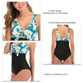 thumbnail image 1 of Women One Piece Swimsuit, Slim Fit Women Bathing Suit Hollow Out Design  For Beach Party ANGGREK Hojas Verdes Sobre Fondo Blanco XXL, 1 of 7
