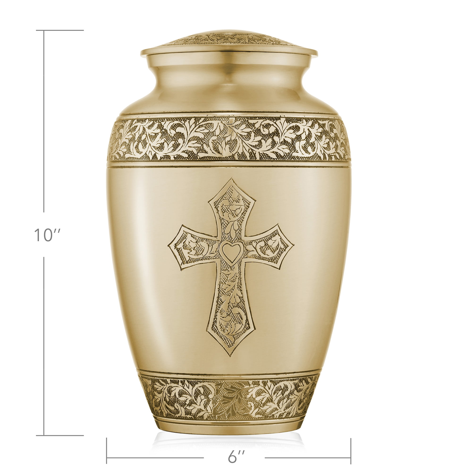Reminded Adult Cremation Memorial Urn for Human Ashes, Gold with Black Stripe Brass Funeral Urn with Velvet Bag