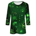 thumbnail image 5 of successthop St Patricks Day T Shirts for Women Green Casual Oversized Crewneck Top 3/4 Sleeve Shirt Plus Size Outfits, 5 of 5