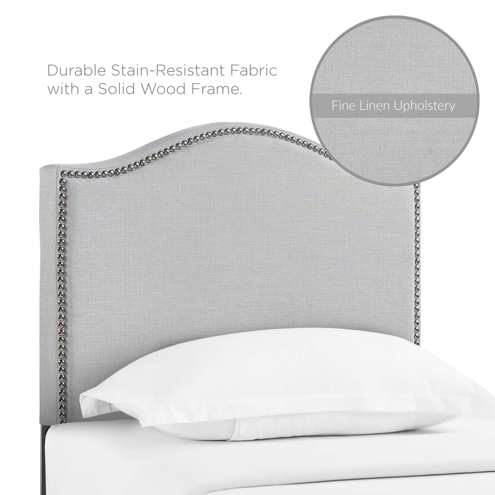 Modway Curl Twin Nailhead Upholstered Headboard, Multiple Colors