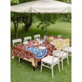 thumbnail image 4 of Outdoor Tablecloth with Umbrella Hole for Patio/Picnic/Party/Camping, Brown Red Gourd Waterproof Table Cloth Rectangle Table Cover Washable, Modern Abstract Art Floral (52"x 70"), 4 of 9