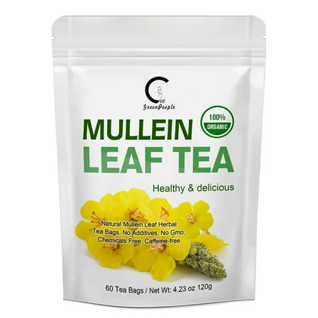 Mullein Leaf Tea Bags, 60 Teabags, Pure Mullein Leaves Herbal Tea, for Lungs Cleanse Detox and Respiratory Support