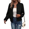 thumbnail image 2 of Womens Jacket Coat Casual Stand Collar Zip Up Fall Fashion Jackets Outfits with Pockets Black XXXL, 2 of 9