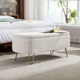 thumbnail image 3 of Tcbosik 39.3" Upholstered Bench with Storage, Faux Fur Ottoman with Gold Legs for Living Room, Bedroom, Entryway, Ivory, 3 of 9