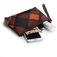 thumbnail image 6 of Leather Clutch 8 X 5. 5 In Wrist Strap And Hand Bag Easy To Carry Lightweight Waterproof And Durable Argyle Plaid Darkorange_3, 6 of 6