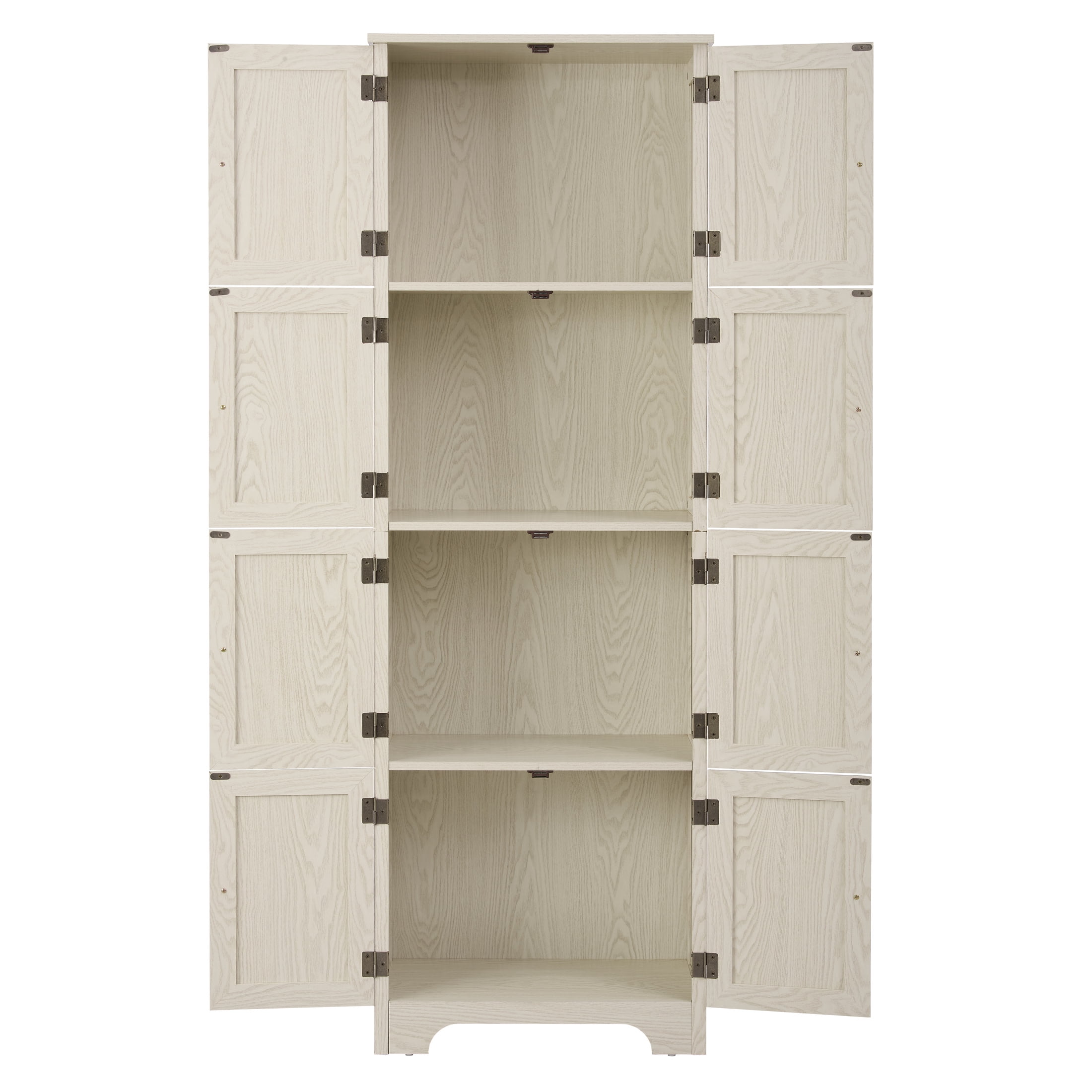 Noble House Vandal 72.4" Tall Storage Cabinet, 8-Door Freestanding Pantry Bookshelf with Shelves, Kitchen, White