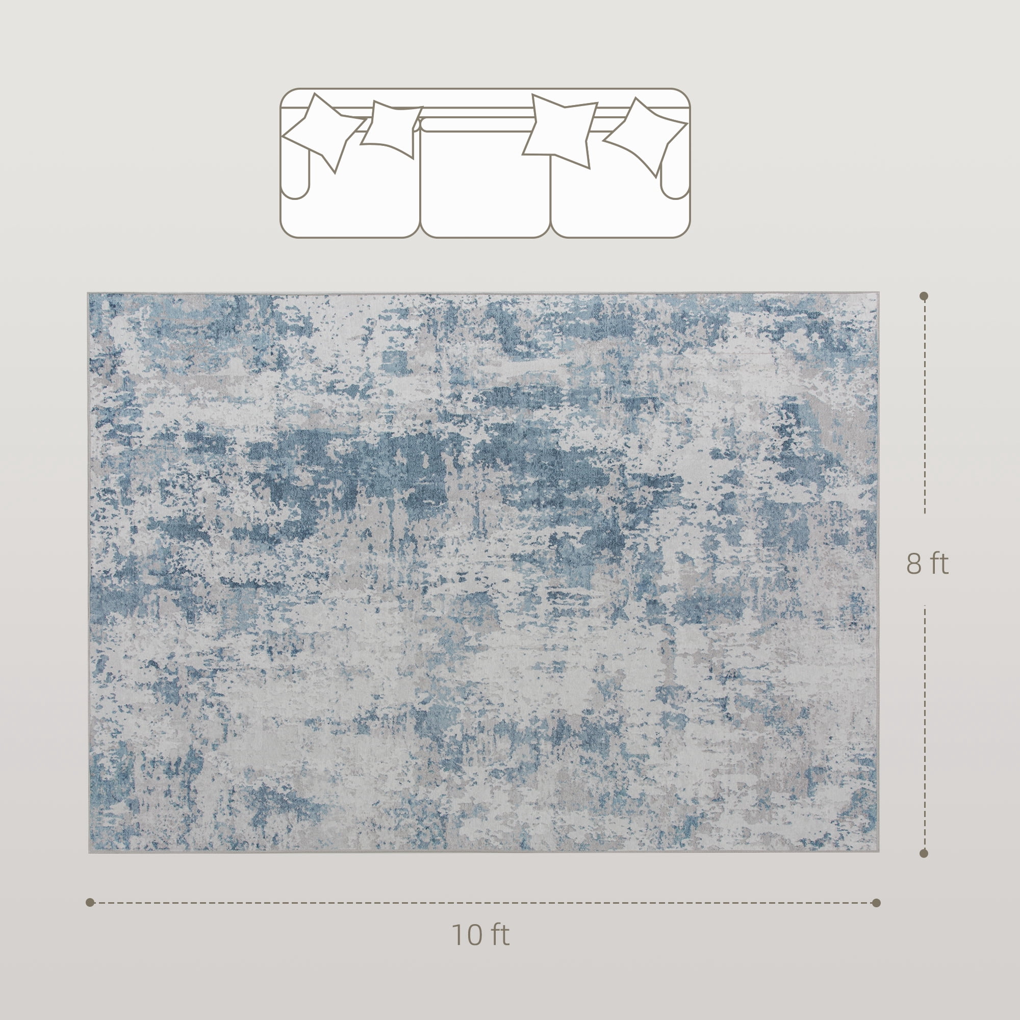 Area Rug 120.1"x96.1" Chenille Soft Non-Slip TPR Backing Machine Washable Rug for Living Room Bedroom