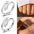 thumbnail image 2 of Bague Câlin Argent Réglable en Alliage Bague Intérieure Lettrage Couple Simple Bague Bijoux, 2 of 7