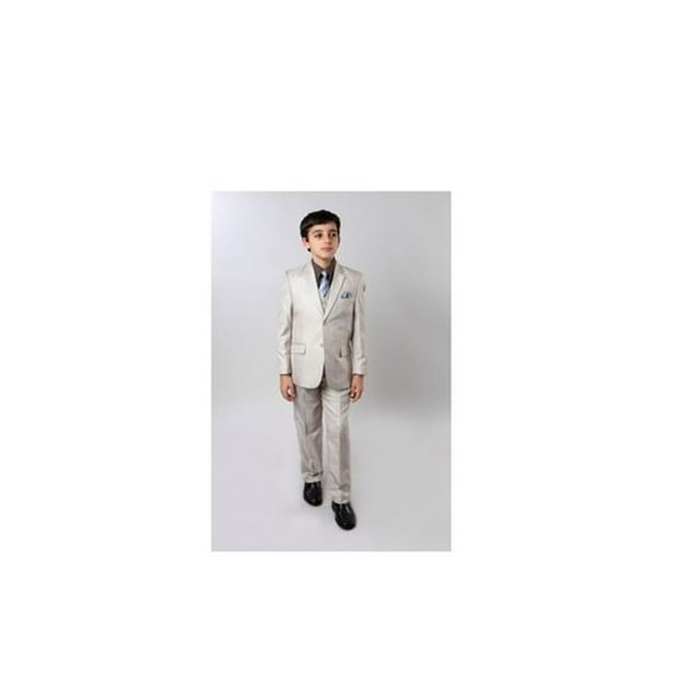 2 Button Front Closure Interior Pick Stitching Boys Suits Light Beige - 3