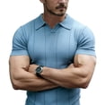 thumbnail image 4 of VgaVtl Summer Men Polo Shirt Short Sleeve Big and Tall Slim Casual Clothing for Men Striped Daily Collared Knit, 4 of 4