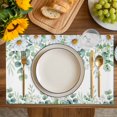 thumbnail image 4 of Green Eucalyptus Leaves Placemats Set of 12, Summer Botanical Daisy Floral Placemats for Dining Table, Place Mats for Kitchen Tabletop, Waterproof Wipeable Dining Table Mats Set, 4 of 9