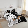 thumbnail image 2 of Paw Comforter Set Queen,Cute Puppy Bones juego de cama Blanco y Negro Animal, 2 of 6