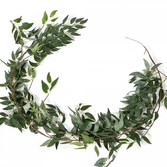 LAMIRO 5.4 Feet Artificial Eucalyptus Garland with Willow Leaves Vines Twigs Greenery Leaves Garland String for Doorways Table Runner Indoor Outdoor
