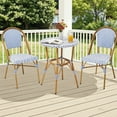 thumbnail image 4 of Dovov Outdoor Aluminum French Bistro Set, 3 Piece French Bistro Table Chairs Set, Outdoor Wicker Round Table & 2 Dining Chairs, Bamboo Finish, 4 of 11