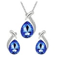 thumbnail image 4 of SmartBy Lady Faux Crystal Water Drop Pendant Chain Necklace Earrings Wedding Jewelry Set, 4 of 6