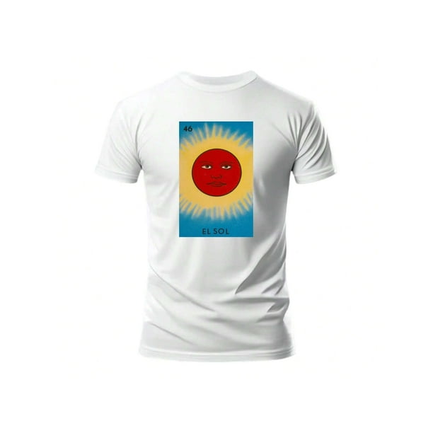 Playera Unisex El Sol De La Loteria Mexicana Color Blanco Talla Mediana Marca Emil SaEs
