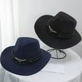 thumbnail image 3 of Fedora Hat Cow-head Decor Wide Brim Western Style Soft Touch Head Protection Autumn Winter Felt Hat for Travel, 3 of 10