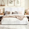 thumbnail image 4 of Einfach King Size Bed Frame, Upholstered Platform Bed with Height Adjustable Headboard, Easy Assembly, Noise-Free, White, 4 of 7
