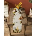 thumbnail image 4 of Yellow Dwarf Sunflowers Burlap Cotton Table Runner 13x120 Inches Long, Line Bee Green Leaves Farmhouse Table Runners, Outdoor Dining Tablecloths Decor for Baby Shower/Party/Wedding, 4 of 6
