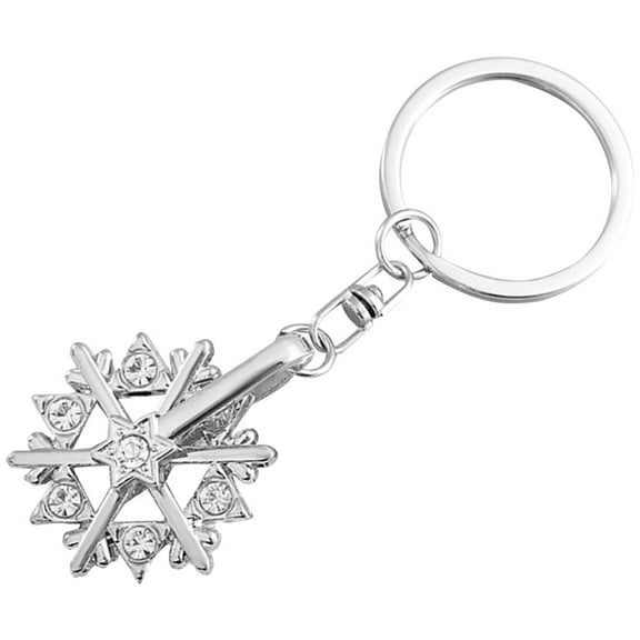 LABSERRON Portable Zinc Alloy Key Chain Silver Snowflake Rhinestone Decorative Pendant for Bag Keys 1Pcs