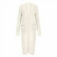 thumbnail image 5 of Idoravan Long Cardigan Sweaters for Women Women's Solid Color Cardigan Sweater with Slit Large Pockets Long Thin Coat White, 5 of 6