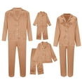 thumbnail image 5 of Hifoo Nightwear Women Family Pajamas Matching Long Sleeve Silk Like Lapel Button Blouse Tops Pants Satin Sleepwear Solid Color Two Piece Casual Loungewear Holiday Pjs Sets Trendy Homewear, 5 of 8
