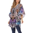 thumbnail image 4 of Sakkas Tallulah Wide Circle Blouse V Neck Top With Tassle Ties And Rhinestones - 442 - OS, 4 of 5