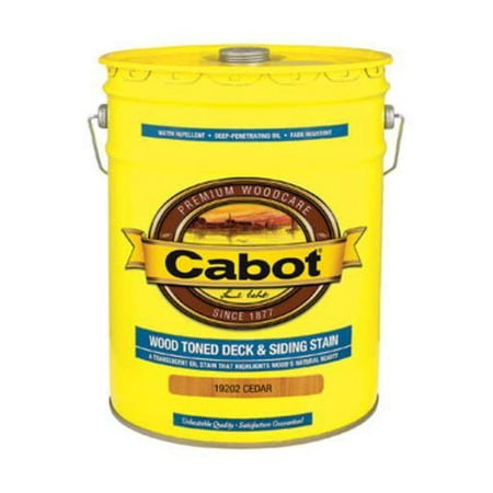 - Cabot 05-19202 Wood Toned Deck & Siding Stain, 5 Gallon, Cedar