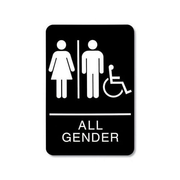 ADA Sign All Gender/Wheelchair Accessible Tactile Symbol All Gender/Wheelchair Accessible Tactile Symbol, Plastic, 6 x 9, Black/White