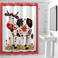 thumbnail image 4 of Watercolor Cow Fabric Shower Curtain Wildflowers Leaves Washable Shower Curtains for Bathroom, Waterproof Bath Curtain with Hooks Home Decor 72x84in, 4 of 8