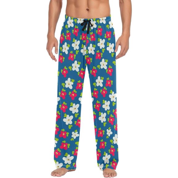 Bohemian Floral Wildflowers Ghost Pajama Pants, Men's Lounge Pants Light with Drawstring and Pockets, Christmas New Year Birthday Father's Day Gifts