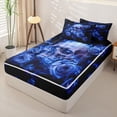 thumbnail image 2 of Homewish Halloween Skull Skeleton Zipper Twin Comforter Sets with Fitted Sheet and 2 Pillowcases,Goth Romantic Rose Zipper Bedding Set,Navy,Black Reversible,4pcs, 2 of 8