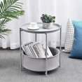 thumbnail image 5 of Kingrack End Small Side Table with Storage Basket, Metal Sofa Side Table with Detachable Tray Top and Fabric Storage Basket for Living Room Bedroom (Light Grey), 5 of 10