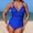 #276-Blue, variant on Womens One Piece Swimsuit V Neck Mesh Padded Wirefree Solid Color Slim Fit Beach Vacation Swimwear S-2XL