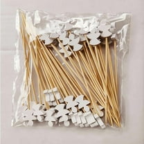 Christmas Cocktail Picks Fruit Sticks Disposable Bamboo Sticks Snowflakes 50PCS_ V2S3