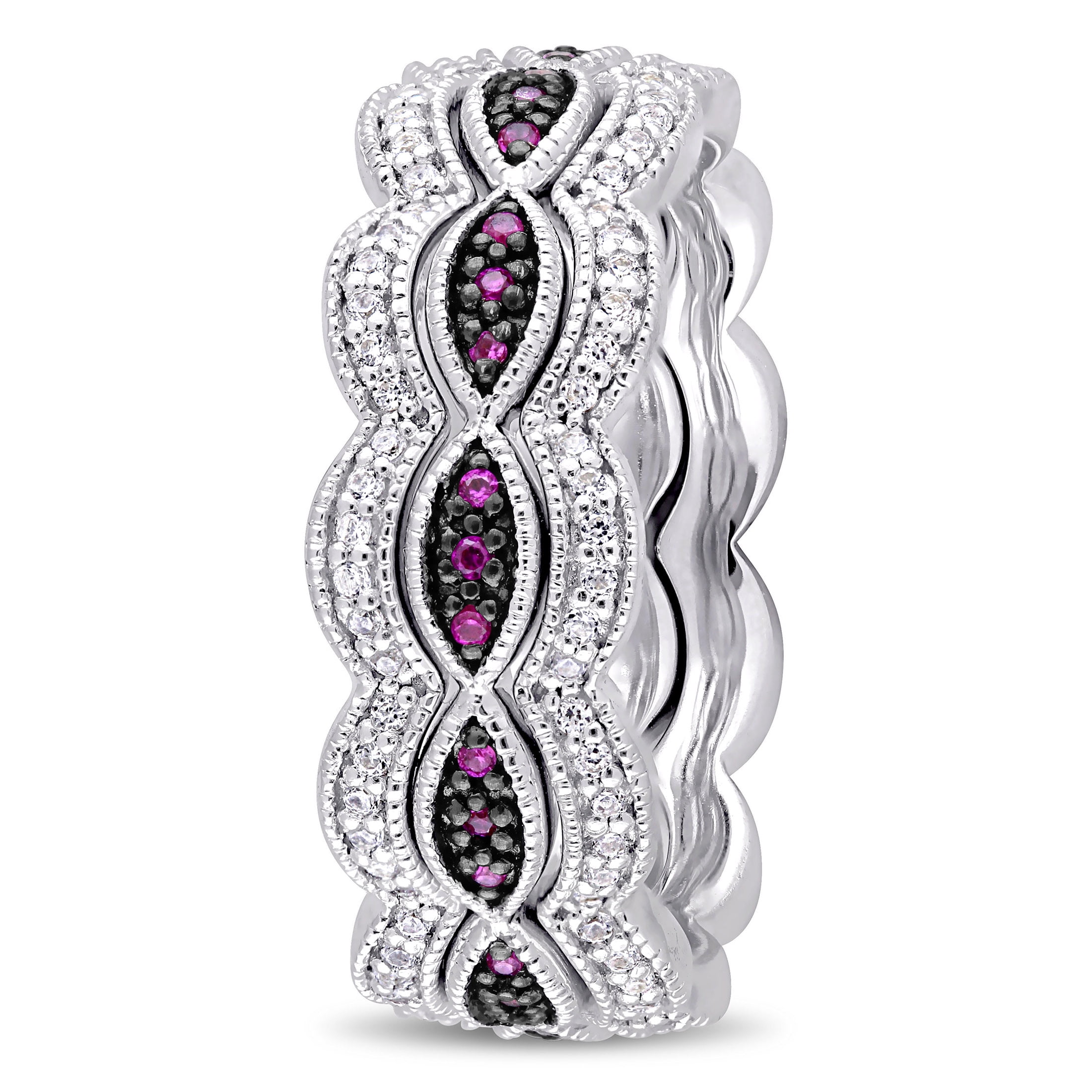 Everly Women's Created Sapphire and Created Ruby Sterling Silver Ring