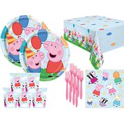 Peppa Pig Party Supplies Bundle with Plates, Napkins, Cups, and Table Cover for 16 Guests