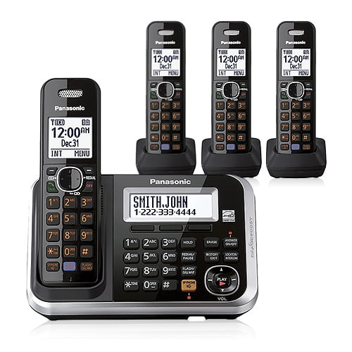 Panasonic KXTG6844B 4 Handset 1.9GHz DECT 6.0 Wall Mountable Cordless