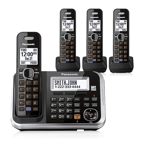 Panasonic Kx Tg6844b 4 Handset 1 9ghz Dect 6 0 Wall Mountable Cordless Phone New Com - Wall Mounted Cordless Telephone With Answering Machine
