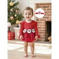 thumbnail image 5 of Miaouyo Infant Baby Girl Christmas Fall Ribbed Romper Dress 0 3 6 9 12 18 Months Santa Claus Round Neck Mesh Bubble Jumpsuit with Headband, 5 of 9
